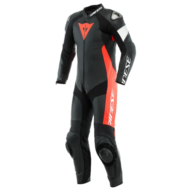 Dainese Tosa 1PC Leather Suit Perforated Black/Fluorescent Red/White (SIZE 52)