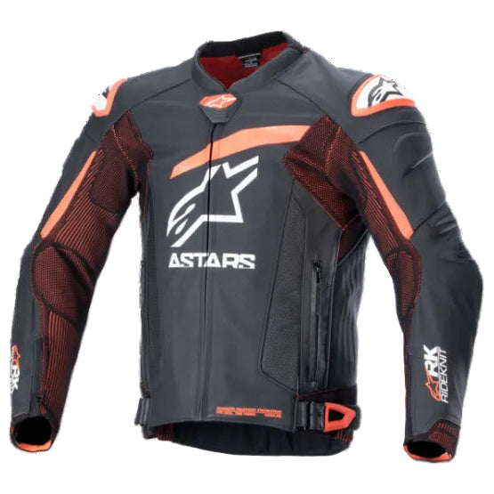 Alpinestars GP Plus R v4 Rideknit® Leather Jacket - Black/Red Fluo/White